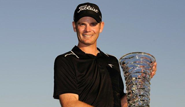 Brendan Steele holding up the Nationwide trophy. Tournament earnings 1.1 million. photo by golfweek.com