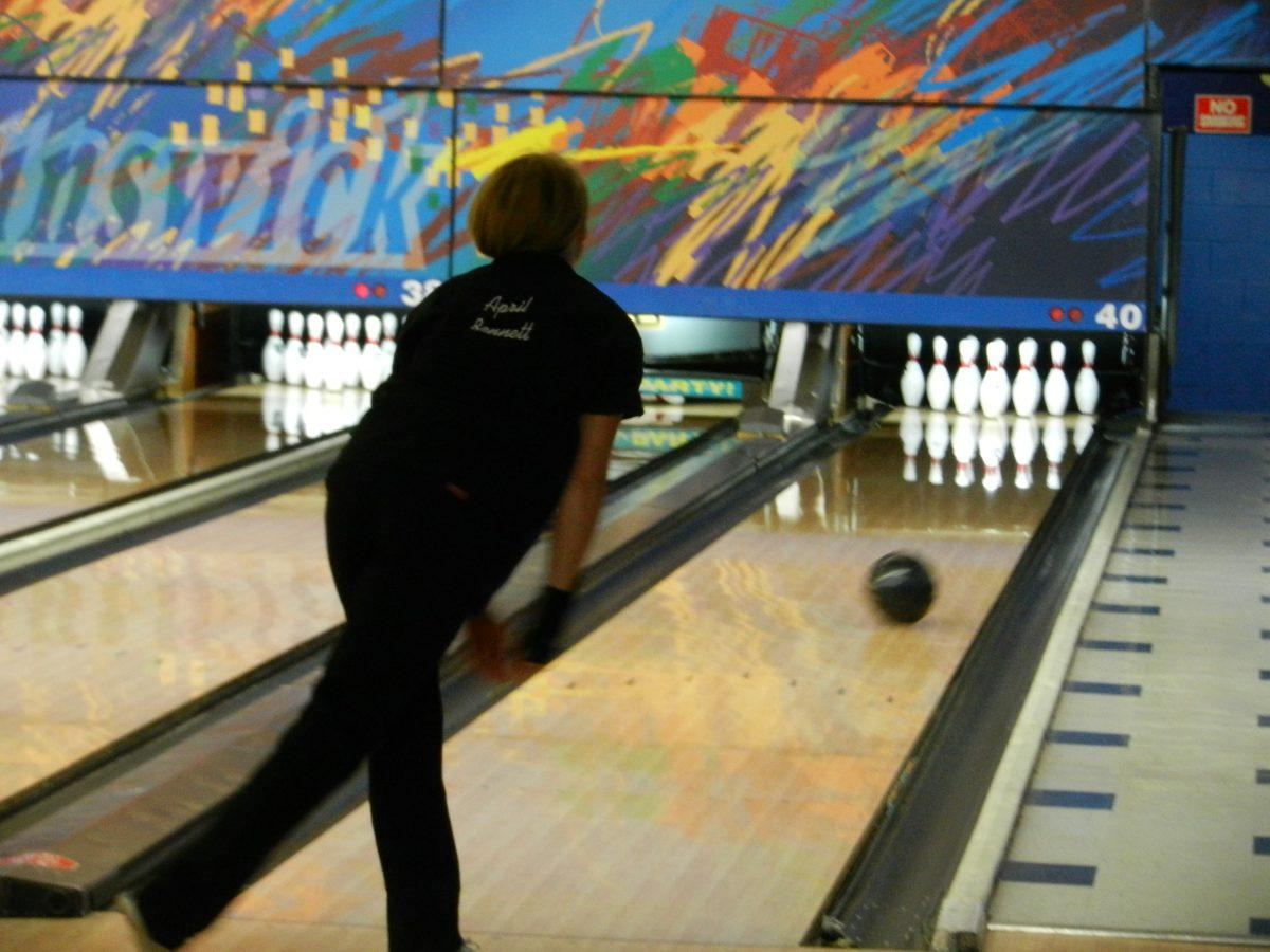 April Bennet's(10) bowling stance