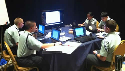 The Crusaders competing at Cyber defense. Taken from the NEISD homepage