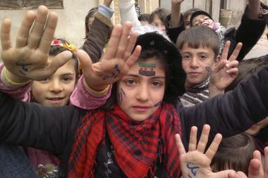 Child protesters in Syria, photo from ifex.org