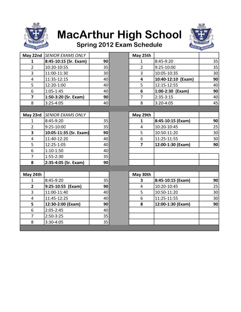 Final Exam Schedule