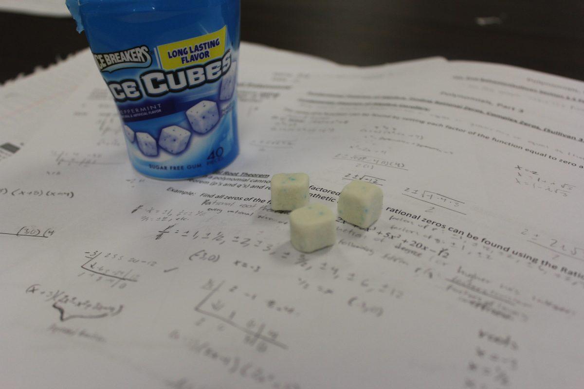 Chewing gum wile studying and during the test can help improve memory leading to better scores on your tests. For different subjects try different flavors! Photo by Kayla Gunn