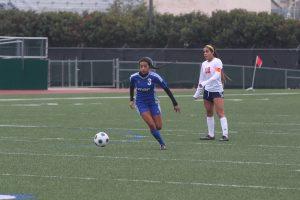 Junior midfielder Ana Campa dribbles down the field. Photo by Jacob Dukes