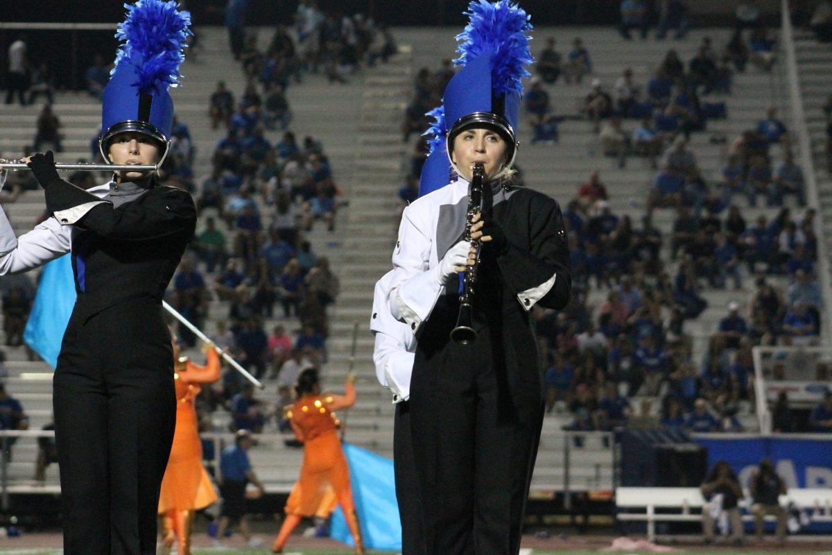 Harper Paparelli playing the clarinet during football game halftime. Photo by: India Nikotich