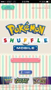 The startup screen for Pokemon Shuffle Mobile. Photo by Frank Garcia