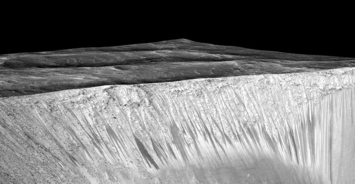 Garni Crater on Mars.
Photo by https://www.nasa.gov/press-release/nasa-confirms-evidence-that-liquid-water-flows-on-today-s-mars