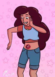 Stevonnie, a fusion of Steven and Connie. Art by Julia Rash