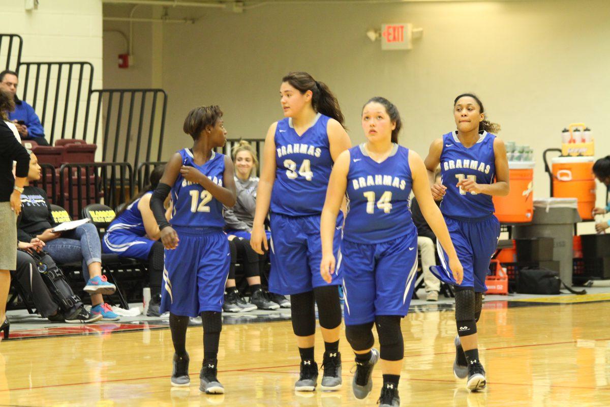 The girls coming back from halftime.