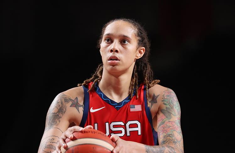 SAITAMA, JAPAN - JULY 27: Brittney Griner #15 of Team United States prepares to shoot a free throw against Nigeria during the second half of a Women's Preliminary Round Group B game on day four of the Tokyo 2020 Olympic Games at Saitama Super Arena on July 27, 2021 in Saitama, Japan. (Photo by Gregory Shamus/Getty Images)