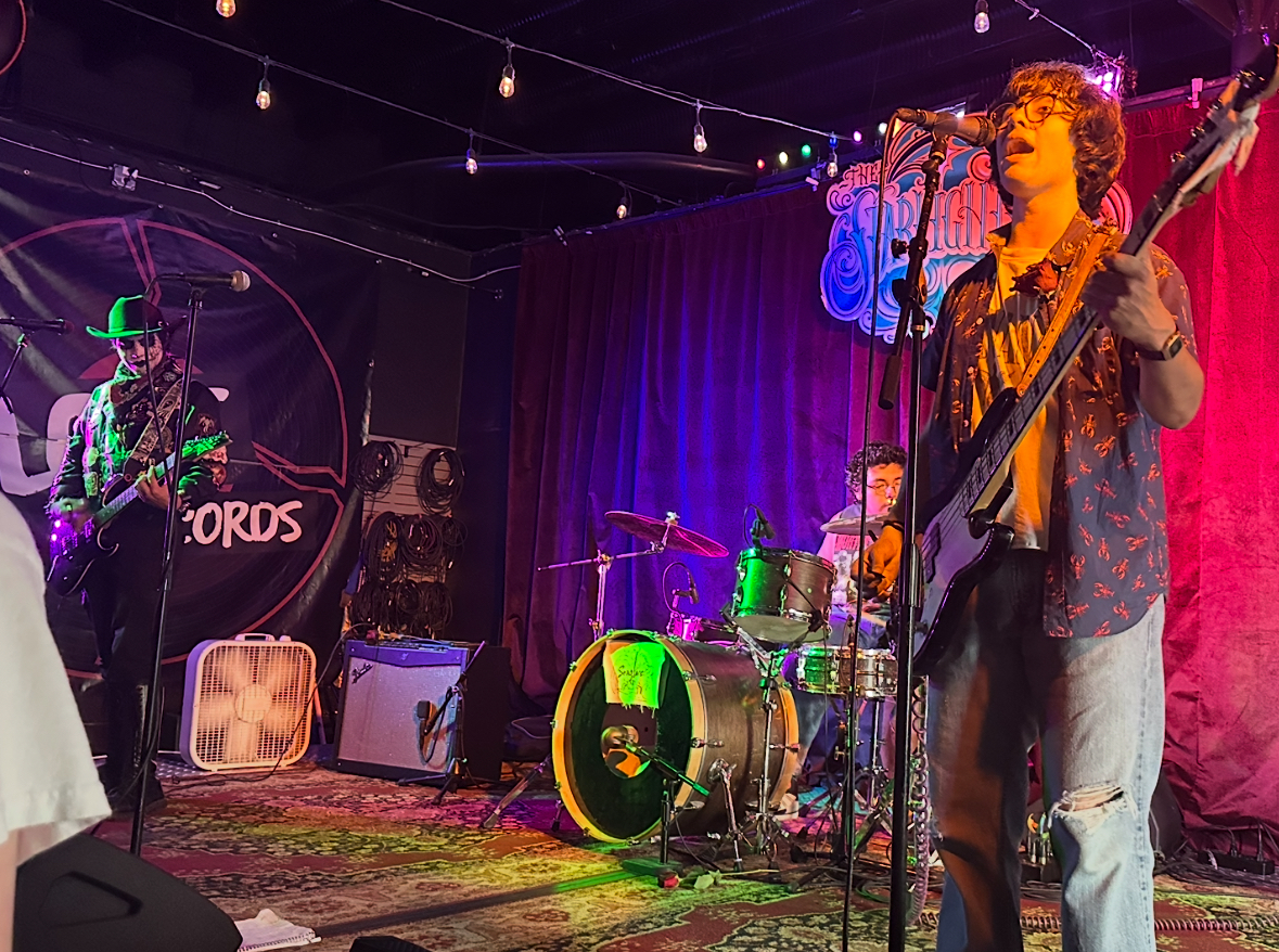 Performing at the Starlighter on July 2, 2025, Seaglass band plays one of their songs. Not pictured: James Bowling