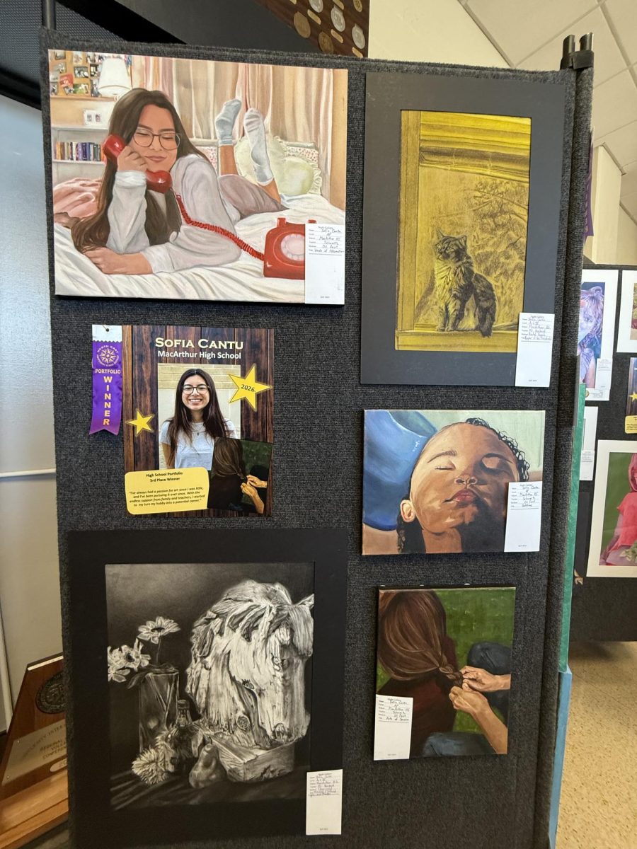 Sofia Cantu's artwork shown at gallery Littleton gym